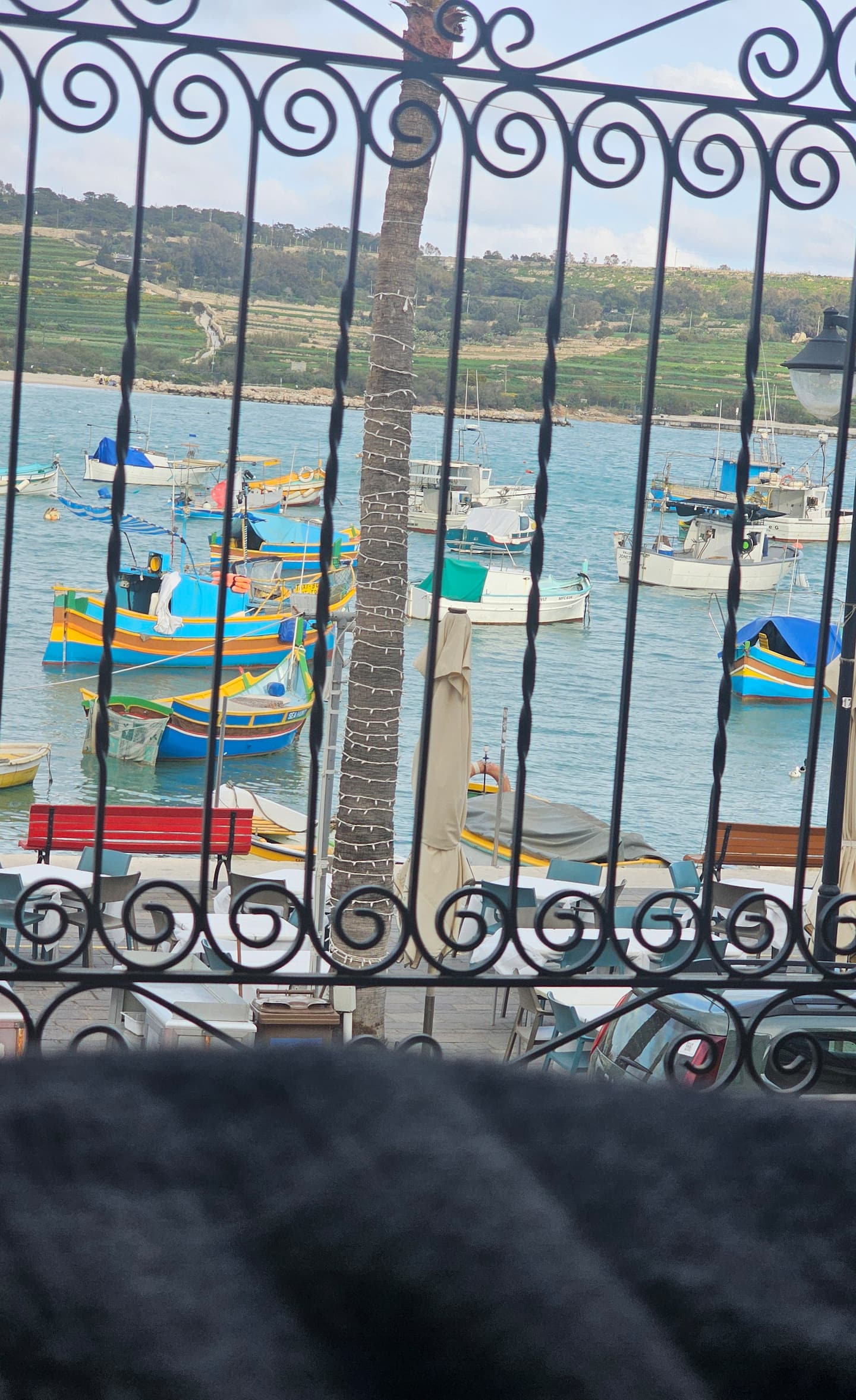 Living space of the Mr Fitz harbour view apartment in Marsaxlokk